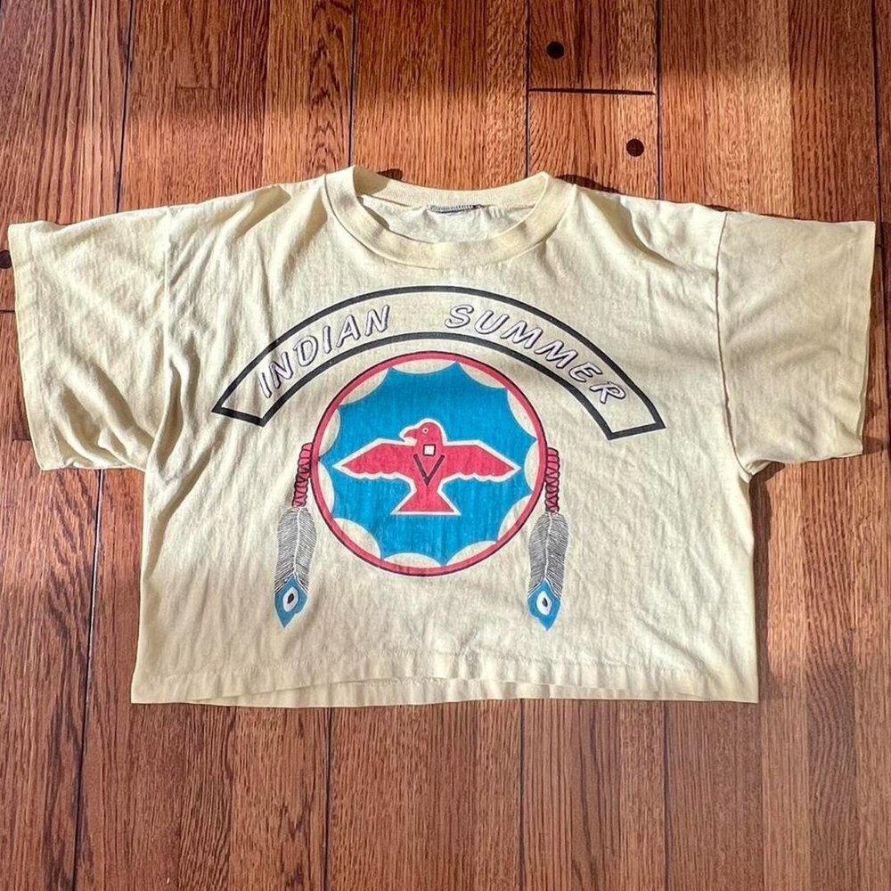 Vintage Thunderbird Crop Top T-Shirt Soft Thin Rare